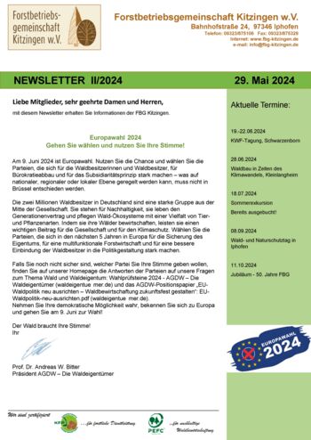 Newsletter II/2024 Wertholz-Submission und Schulungsprogramm